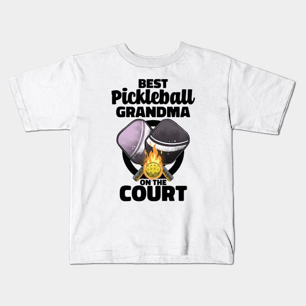 Best Pickleball Grandma Paddle Pickleballer Lucky Pickleball Kids T-Shirt by MerchBeastStudio